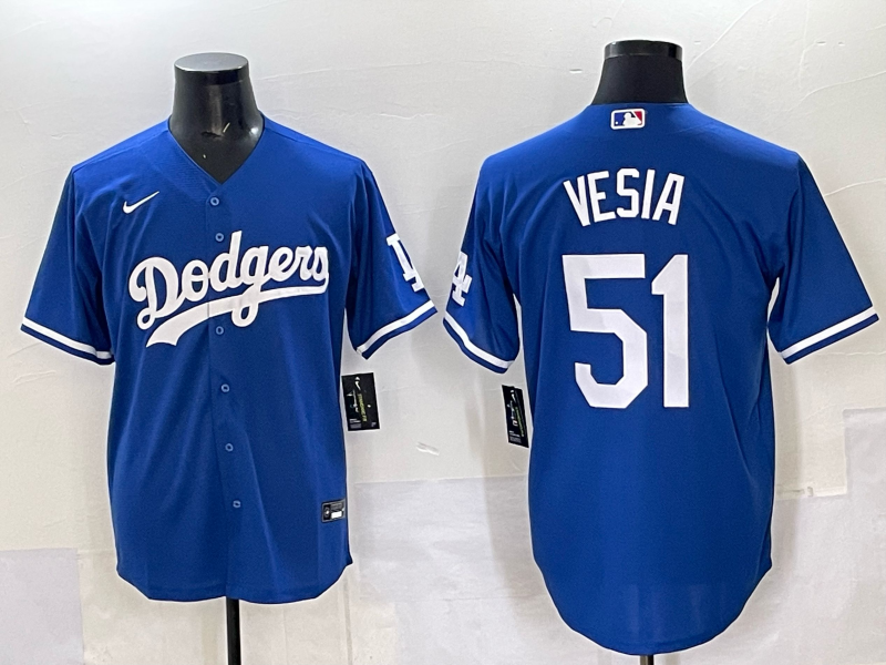 Men Los Angeles Dodgers #51 Vesia Blue Nike MLB 2025 Jersey style 09